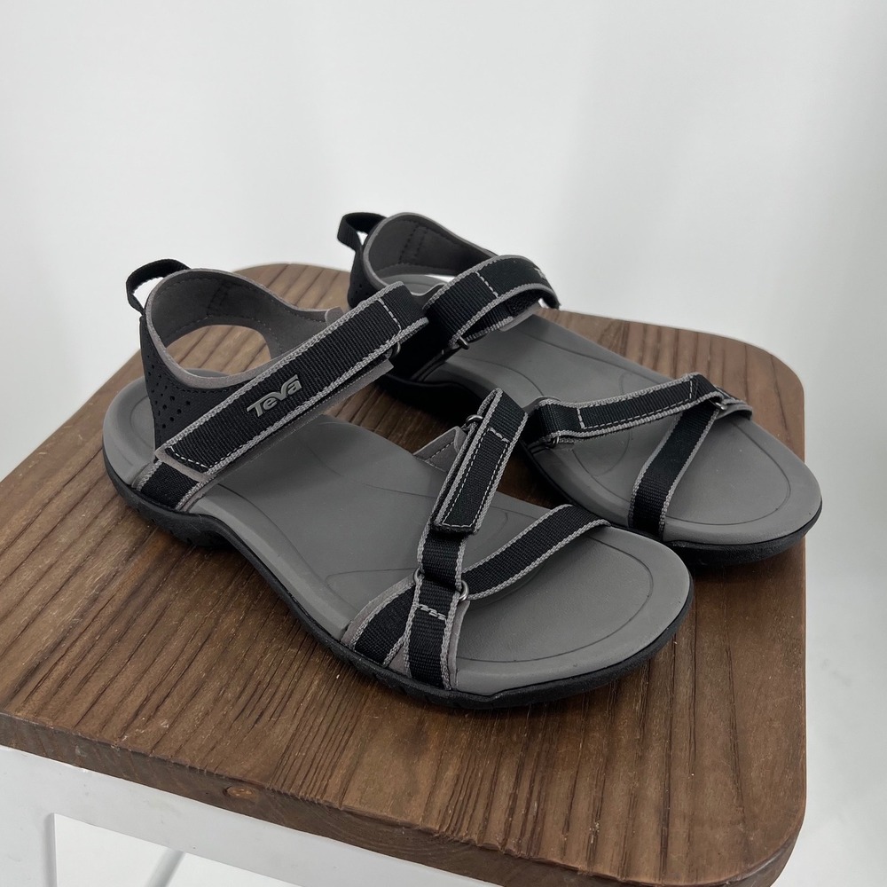 Teva Verra Sandals Black Grey Strappy Hiking Water Shoes 1006263 Womens 5 NWT